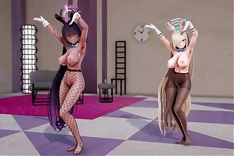 Asuna x Karin - Sexy Dance In Hot Bunny Suits (3D HENTAI)