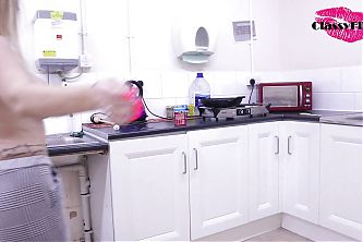 Cooking in a communal kitchen while flashing and having my pussy out