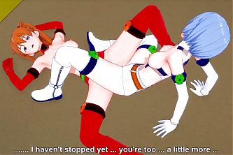 Asuka and Rei lesbian scissoring topless - Neon Genesis Evangelion Hentai Parody Short Clip