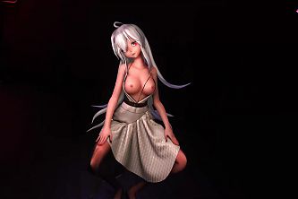 Haku - Dancing In Sexy Dress and Hot Lingerie + Gradual Undressing (3D HENTAI)